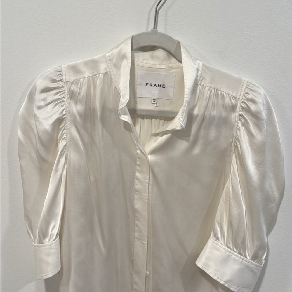 Frame Gillian Silk Ruched Sleeve Top